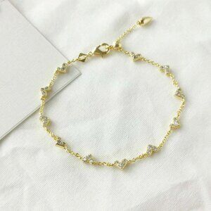 Kendra Scott Haven Heart White Crystal Gold Chain Bracelet